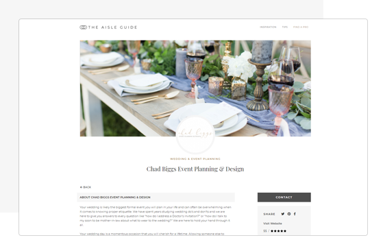 Chad Biggs Event Planning & Design Marketplace listing on The Aisle Guide