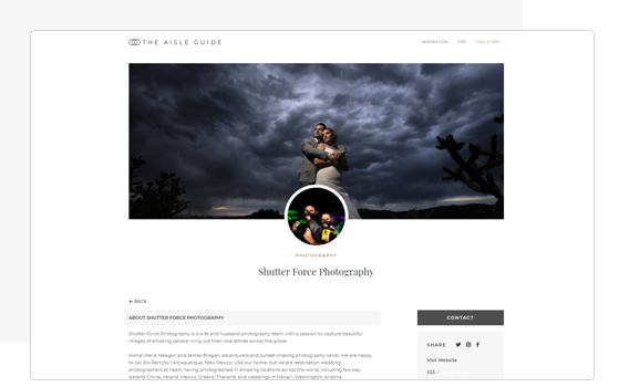 Shutter Force Photography Marketplace listing on The Aisle Guide