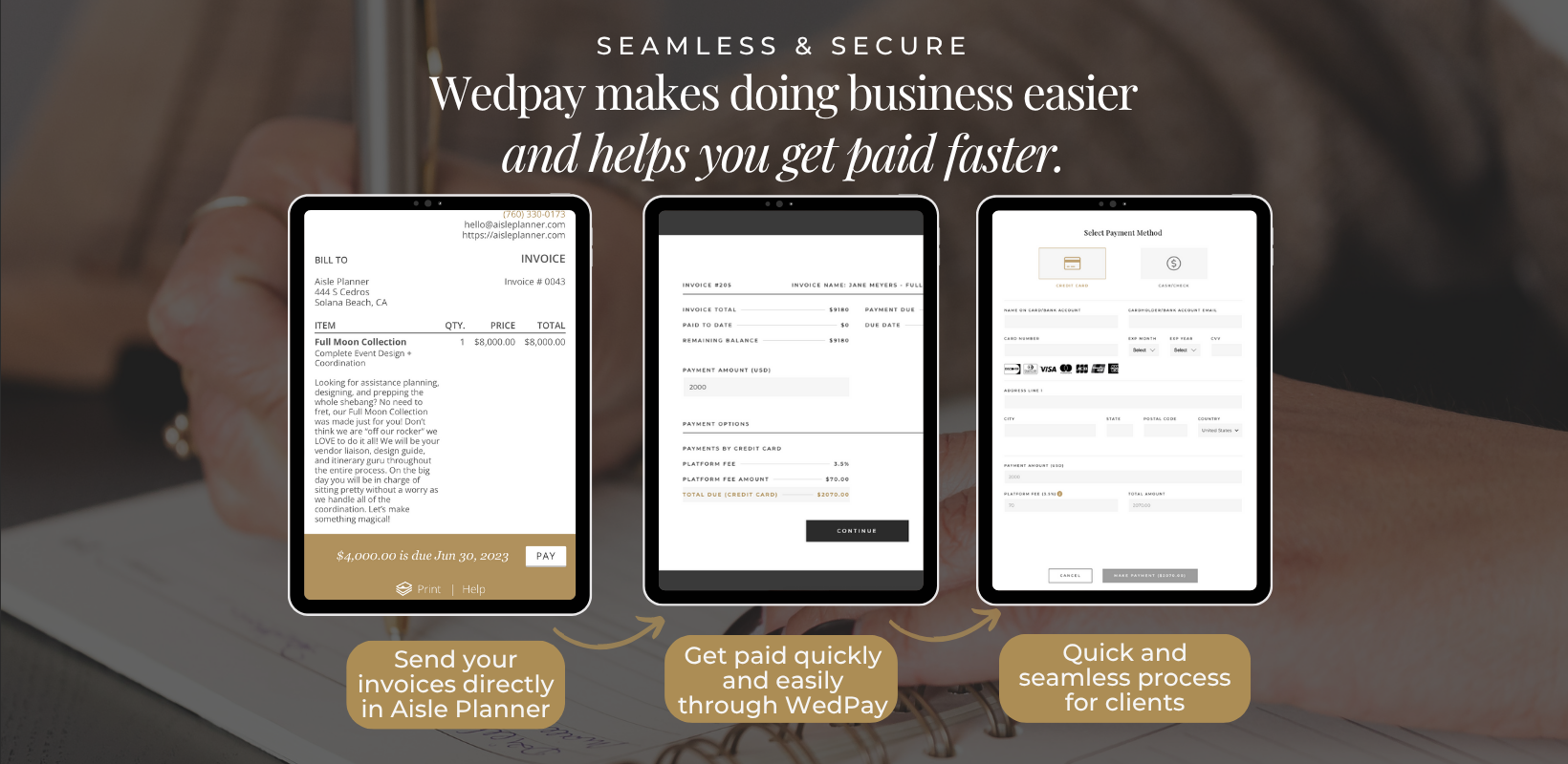 Wedpay three screens